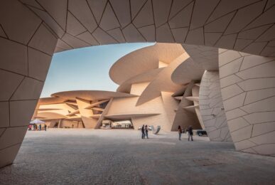 Explore the captivating architecture of the National Museum of Qatar in Doha.